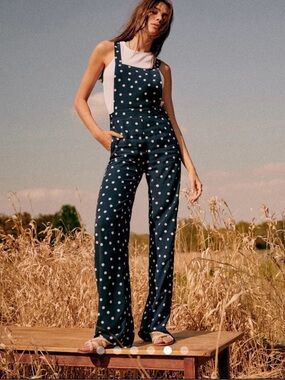 Sezane Julie Navy and White Polka Dot Jumpsuit Size 2